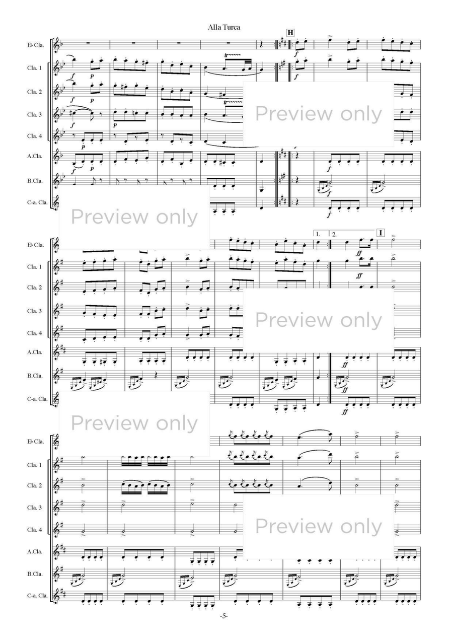 Alla Turca - Clarinet Octet Clarinet Quartet scores gallery preview page 6