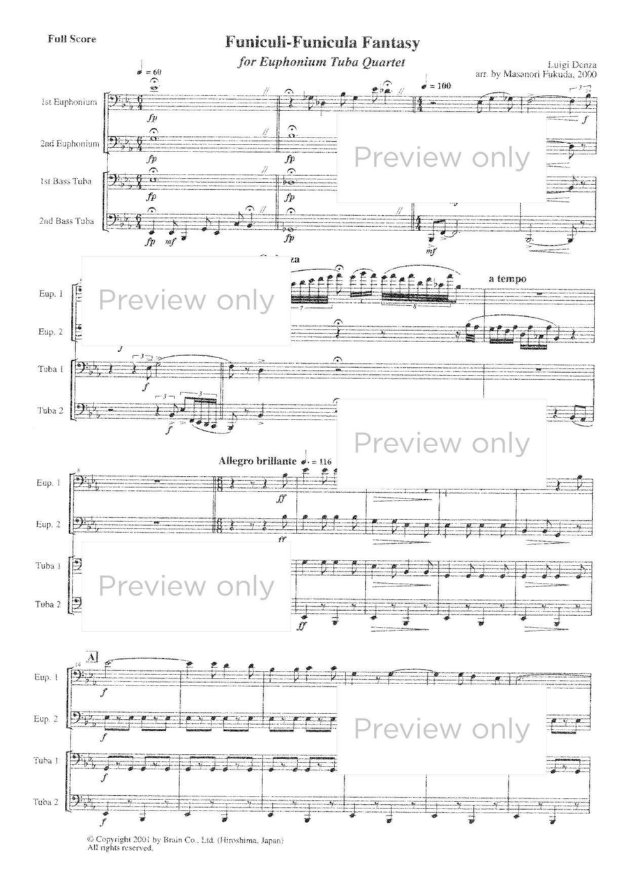 Funiculi-Funicula Fantasy - Euphonium & Tuba Quartet Tuba Quartet scores gallery preview page 2