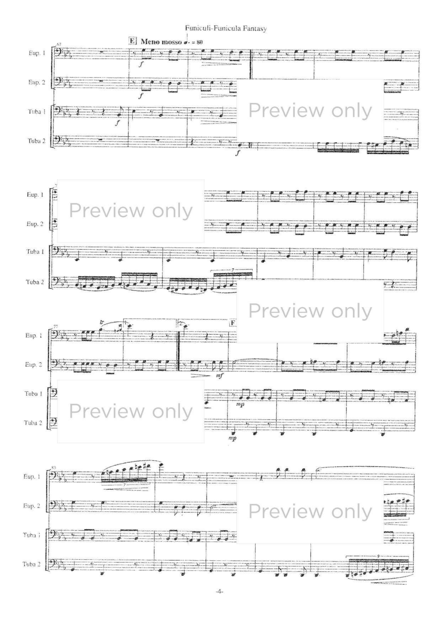 Funiculi-Funicula Fantasy - Euphonium & Tuba Quartet Tuba Quartet scores gallery preview page 5