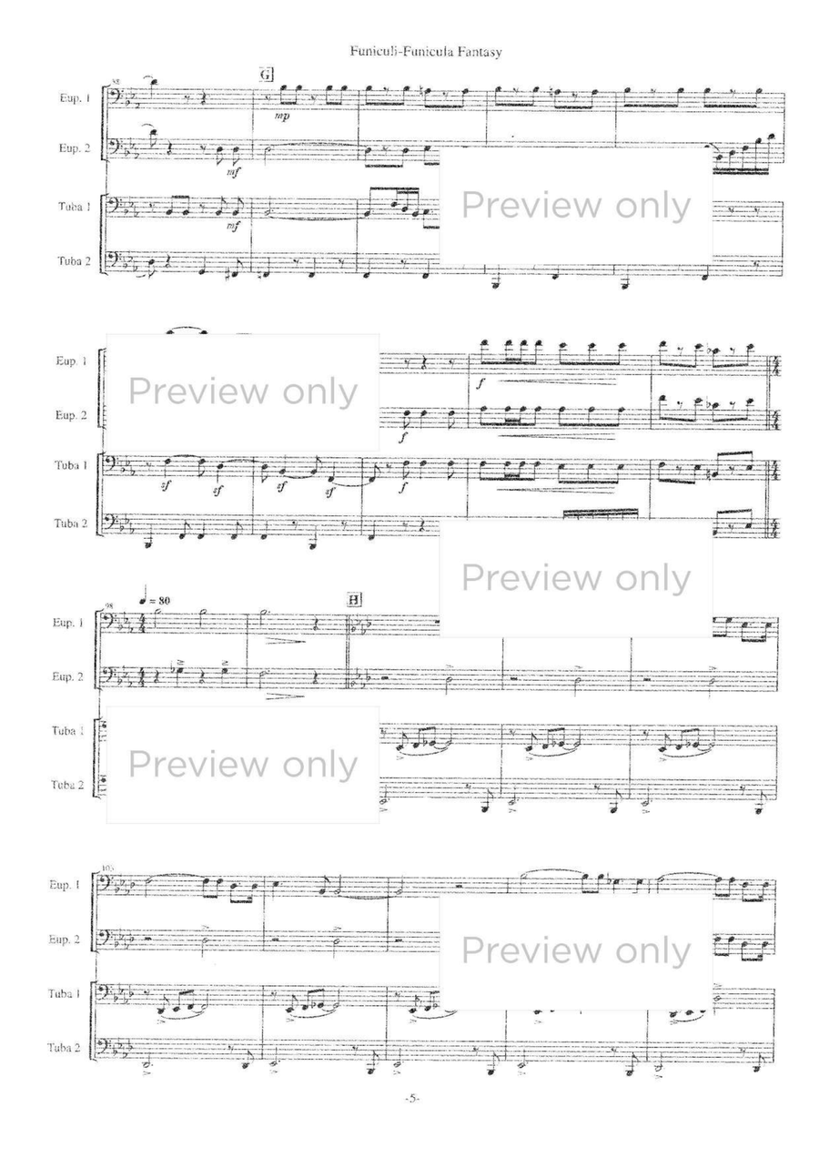 Funiculi-Funicula Fantasy - Euphonium & Tuba Quartet Tuba Quartet scores gallery preview page 6