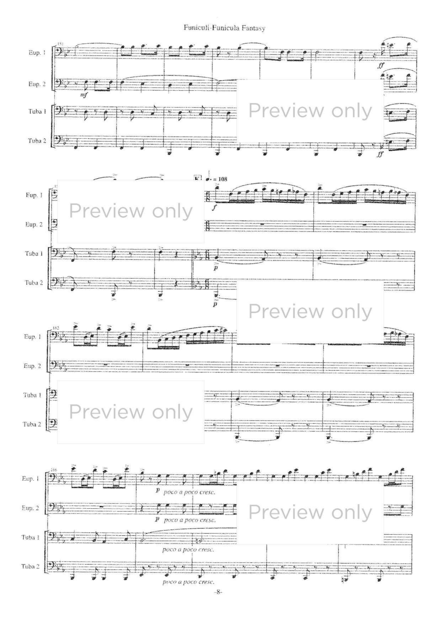 Funiculi-Funicula Fantasy - Euphonium & Tuba Quartet Tuba Quartet scores gallery preview page 9