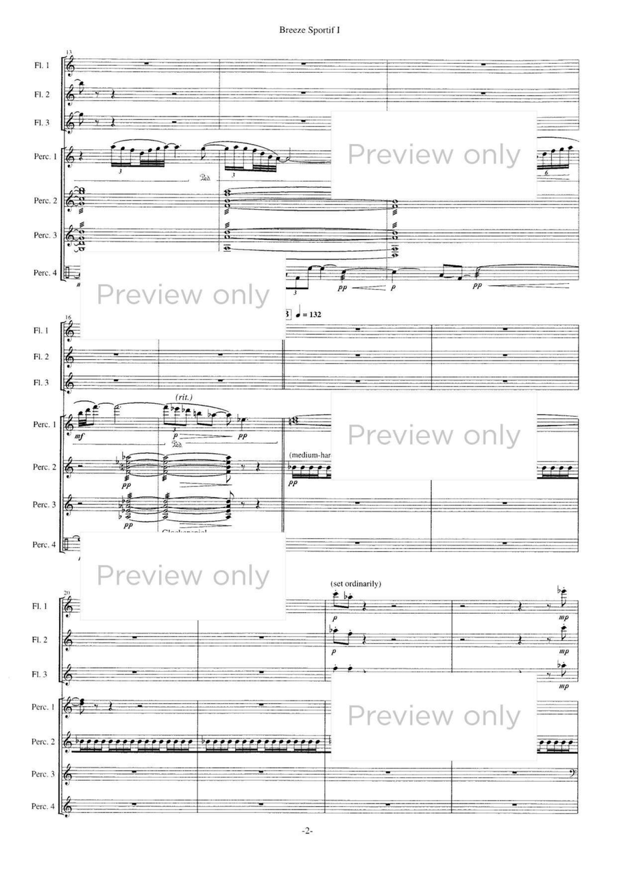 Breeze Sportif I - Flute & Percussion Septet Flute Trio scores gallery preview page 3