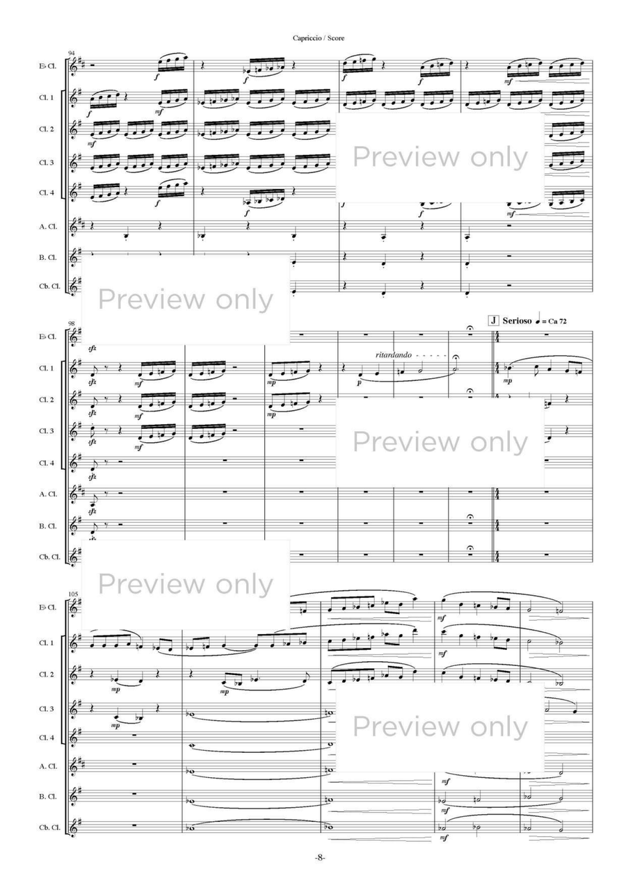 Capriccio - Clarinet Octet Clarinet Quartet scores gallery preview page 9