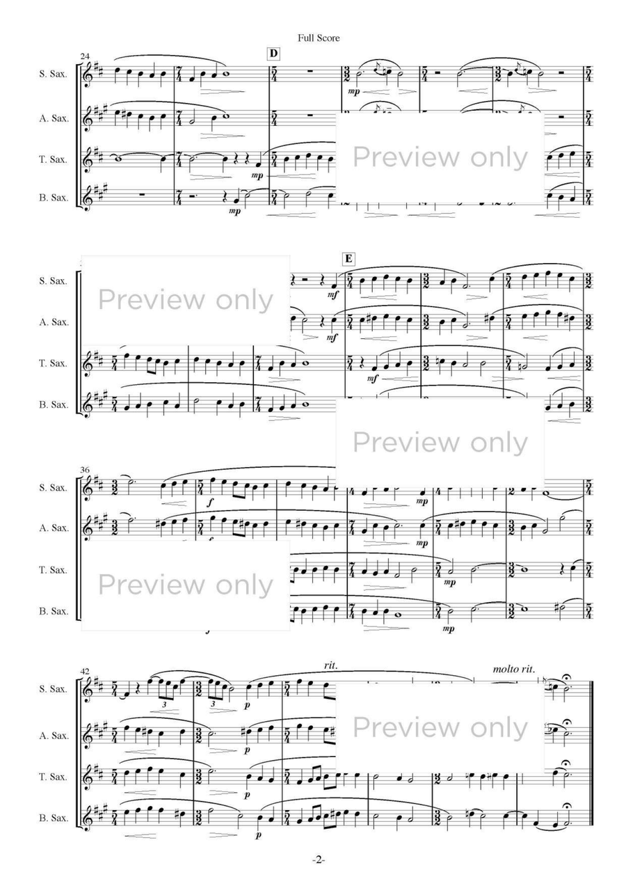 Wind from East - Saxophone Quartet Saxophone Quartet scores gallery preview page 3