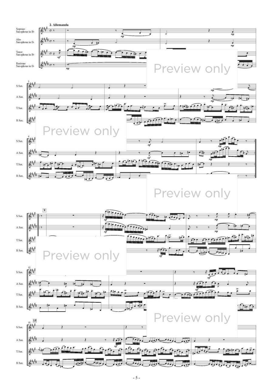 Partita 6 e-moll BWV830 - Saxophone Quartet Saxophone Quartet scores gallery preview page 6