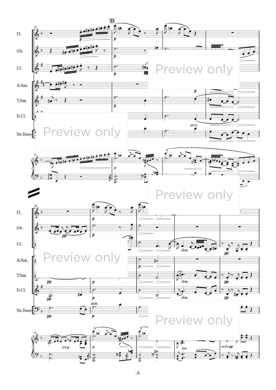 Suite Bergamasque - Woodwind & String Bass Septet Chamber Music scores gallery preview page 6
