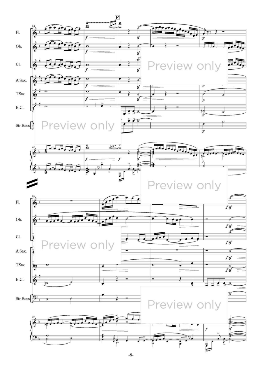 Suite Bergamasque - Woodwind & String Bass Septet Chamber Music scores gallery preview page 9