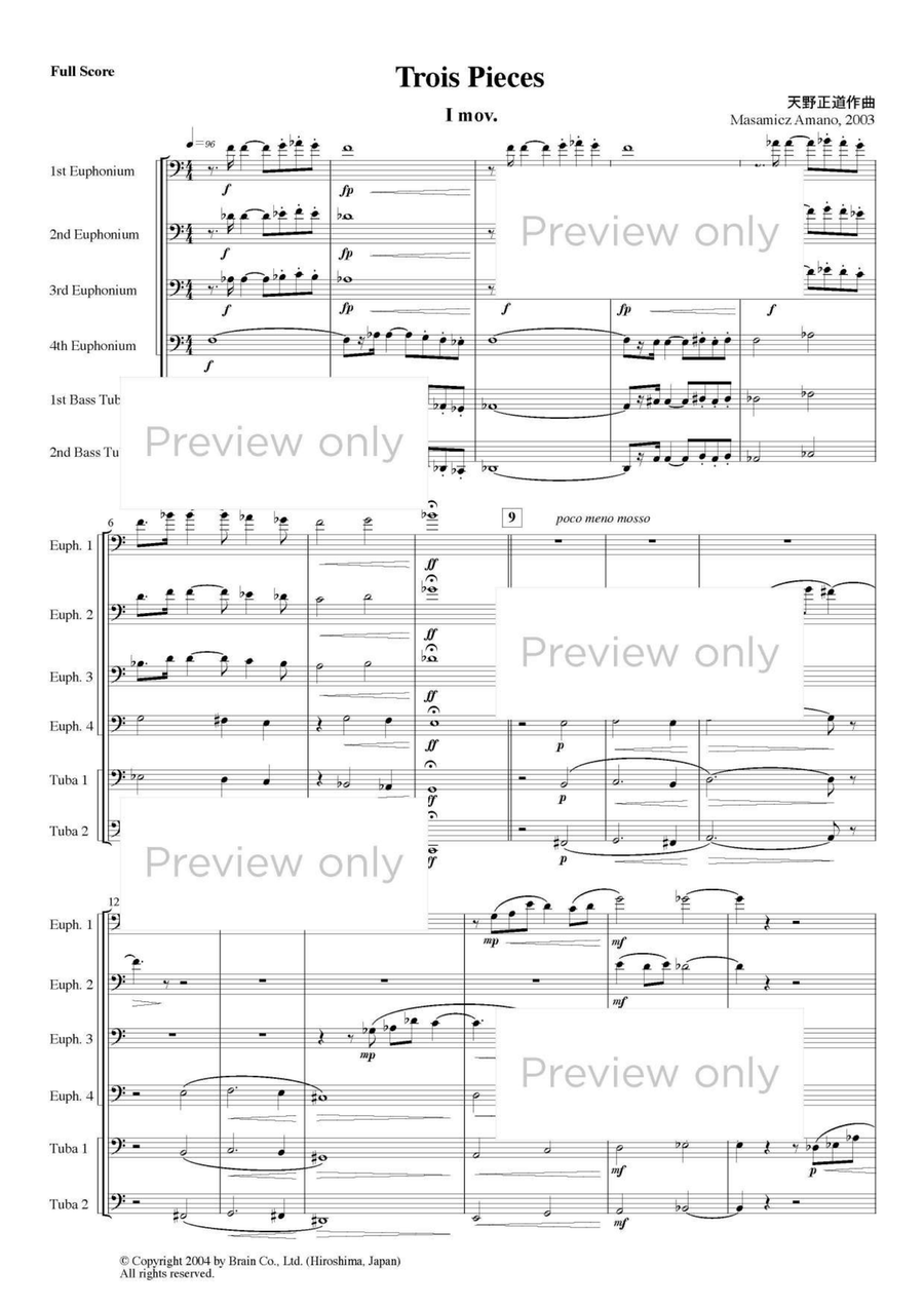 Trois Pieces - Euphonium & Tuba Sextet Euphonium Trio scores gallery preview page 2