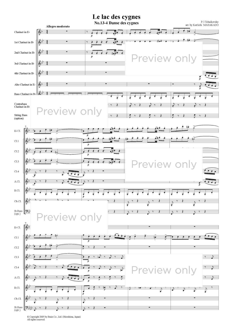 Swan Lake Op. 20, Dance of Little Swans and Spanish Dance - Clarinet Octet Clarinet Quartet scores gallery preview page 2