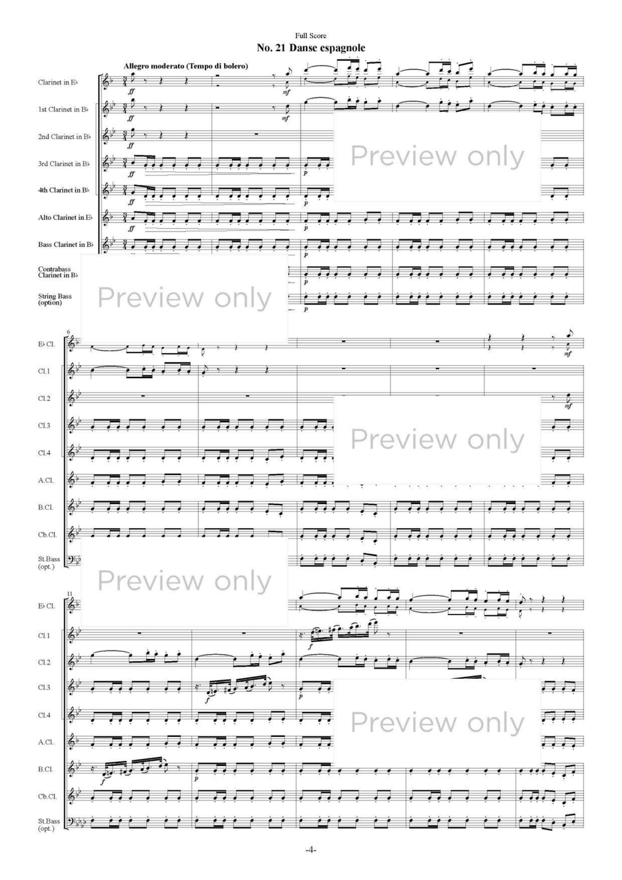 Swan Lake Op. 20, Dance of Little Swans and Spanish Dance - Clarinet Octet Clarinet Quartet scores gallery preview page 5