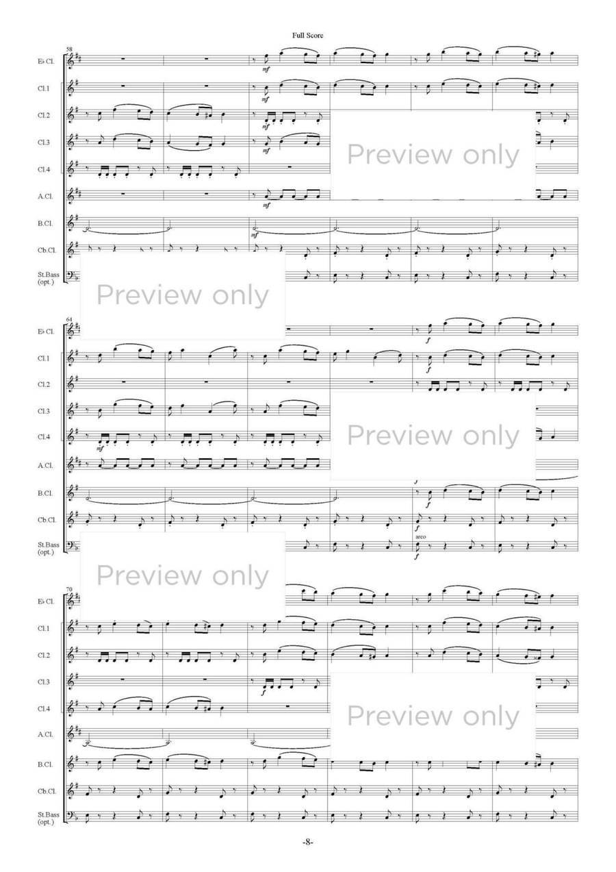 Swan Lake Op. 20, Dance of Little Swans and Spanish Dance - Clarinet Octet Clarinet Quartet scores gallery preview page 9