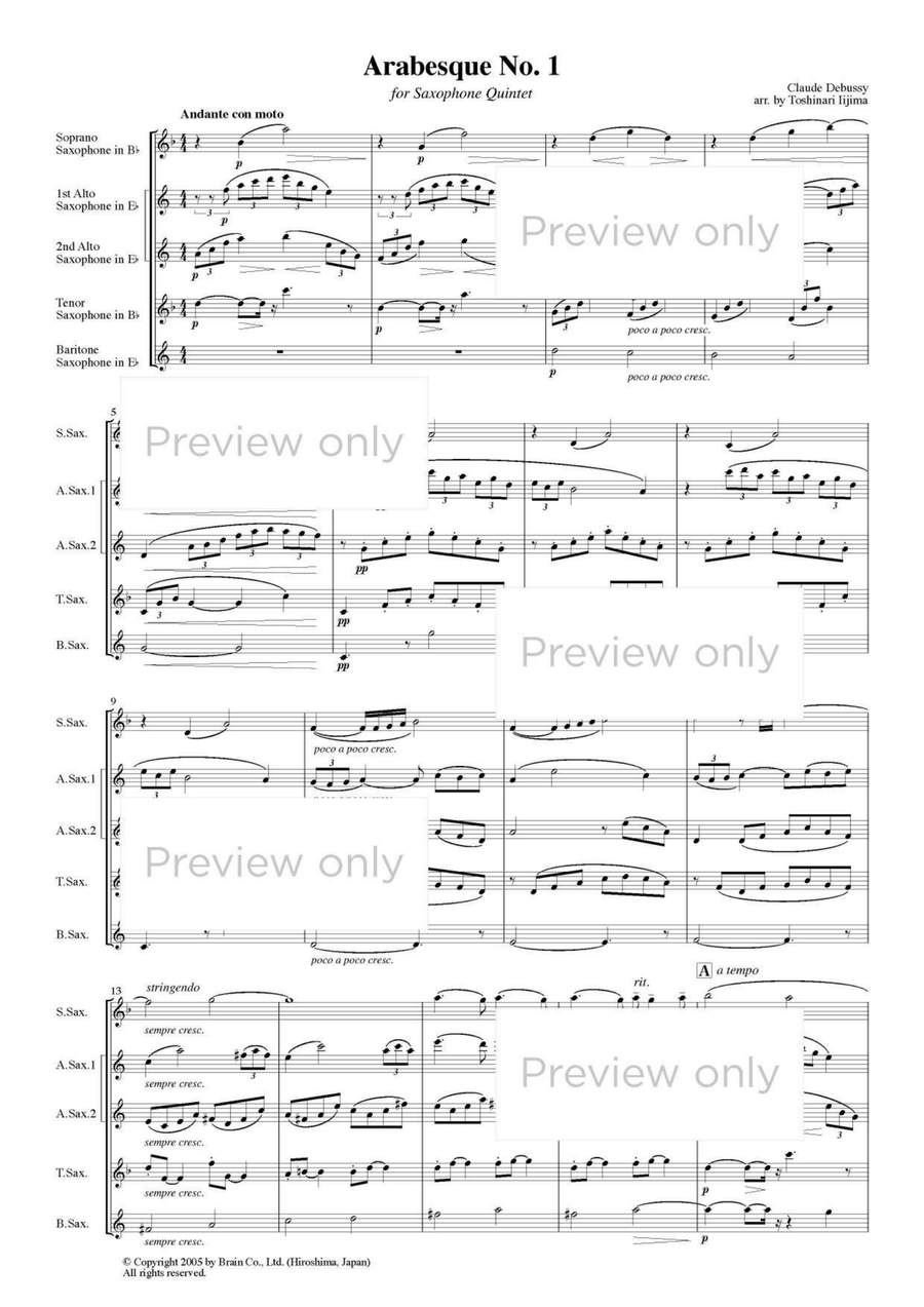 Arabesque No. 1 - Saxophone Quintet Saxophone Quintet scores gallery preview page 2