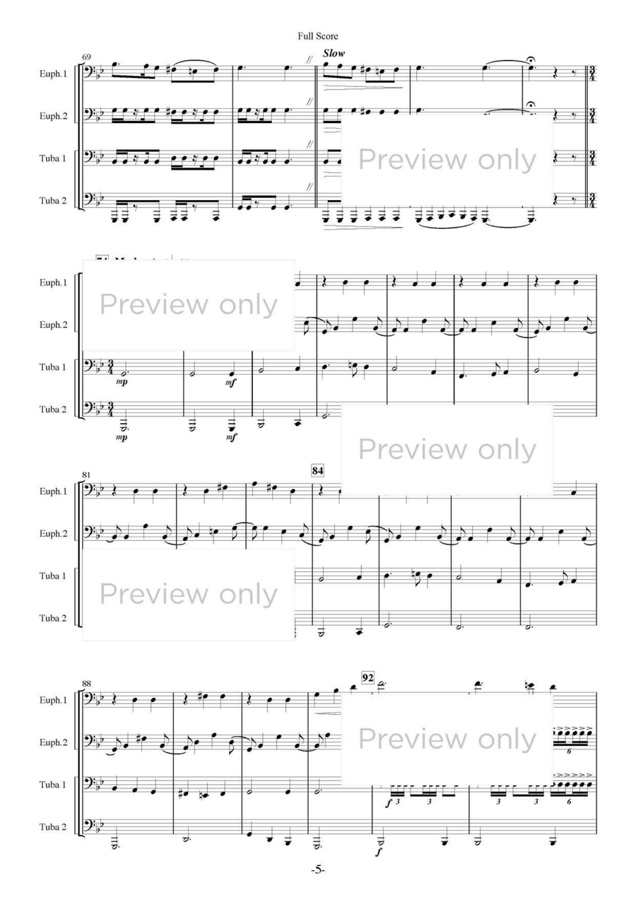 Greensleeves Fantasy - Euphonium & Tuba Quartet Tuba Quartet scores gallery preview page 6