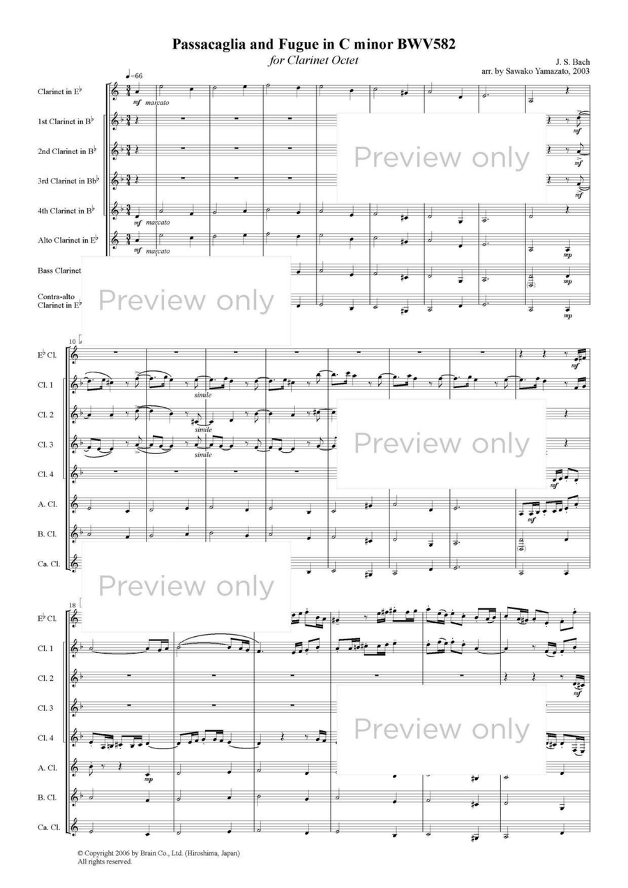 Passacaglia and Fugue in C minor BWV582 - Clarinet Octet Clarinet Quartet scores gallery preview page 2