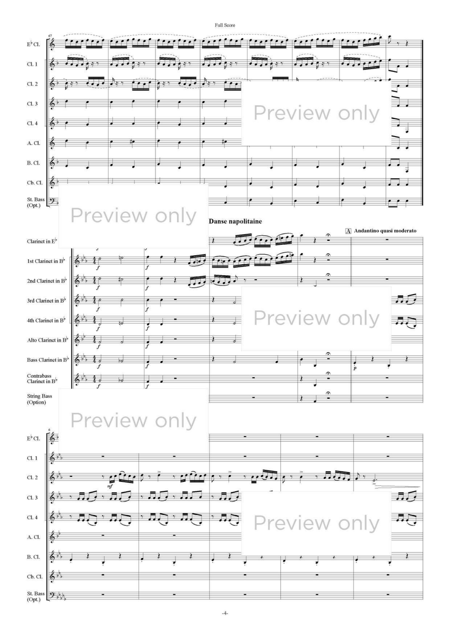Swan Lake op.20: Pas d'action, Danse napolitaine - Clarinet Octet Clarinet Quartet scores gallery preview page 5
