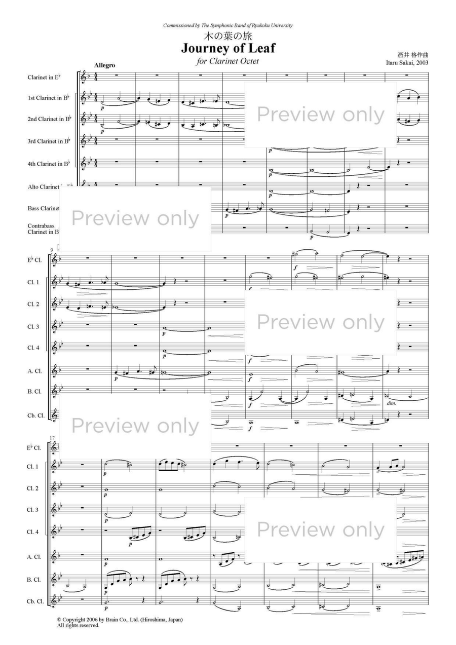 Journey of Leaf - Clarinet Octet Clarinet Quartet scores gallery preview page 2