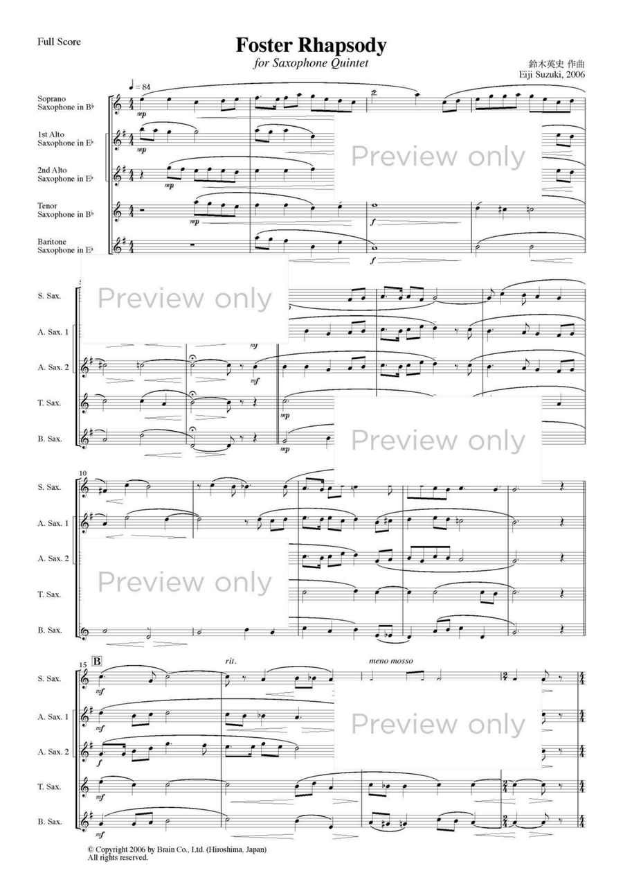 Foster Rhapsody - Saxophone Quintet Saxophone Quintet scores gallery preview page 2