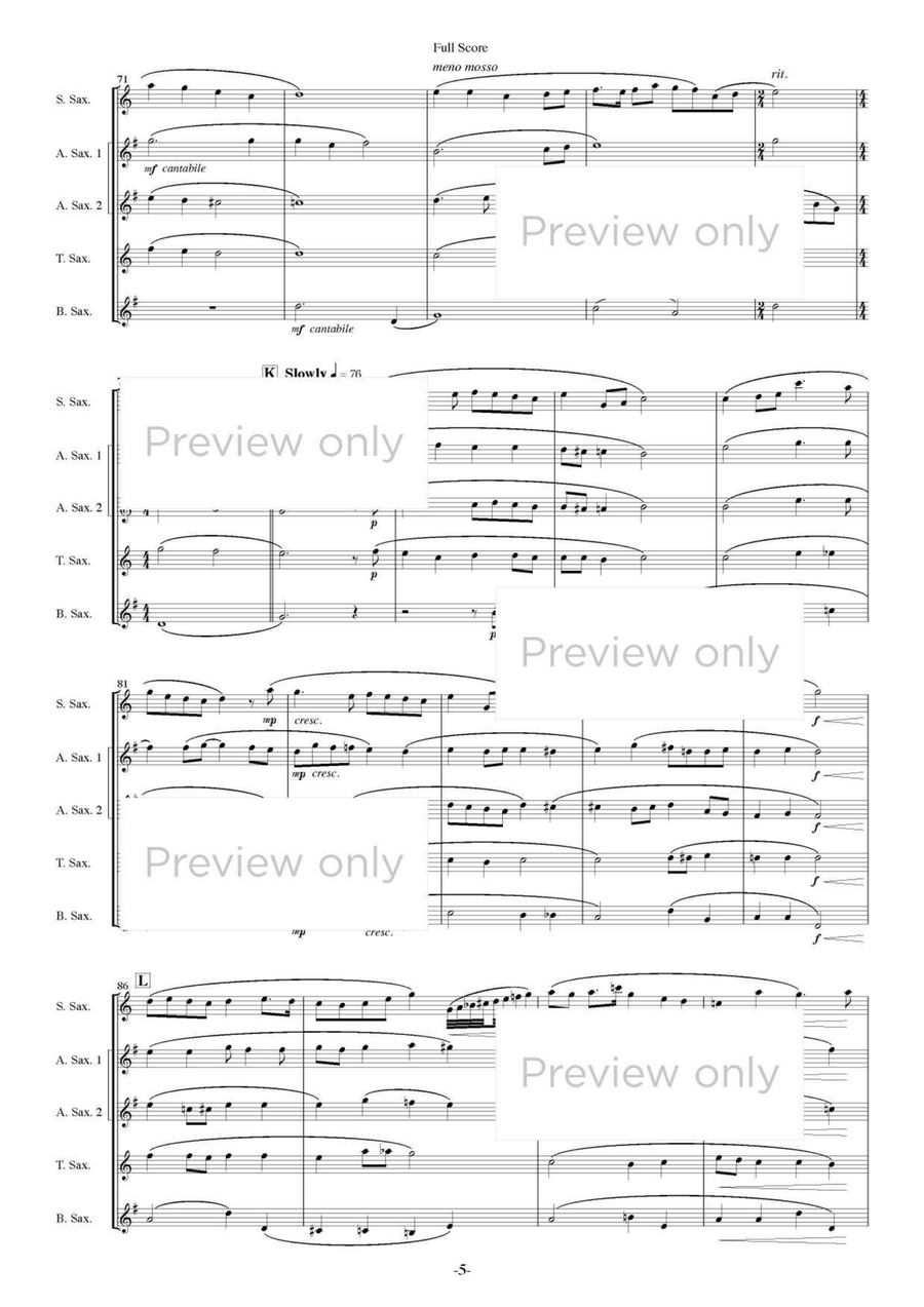 Foster Rhapsody - Saxophone Quintet Saxophone Quintet scores gallery preview page 6