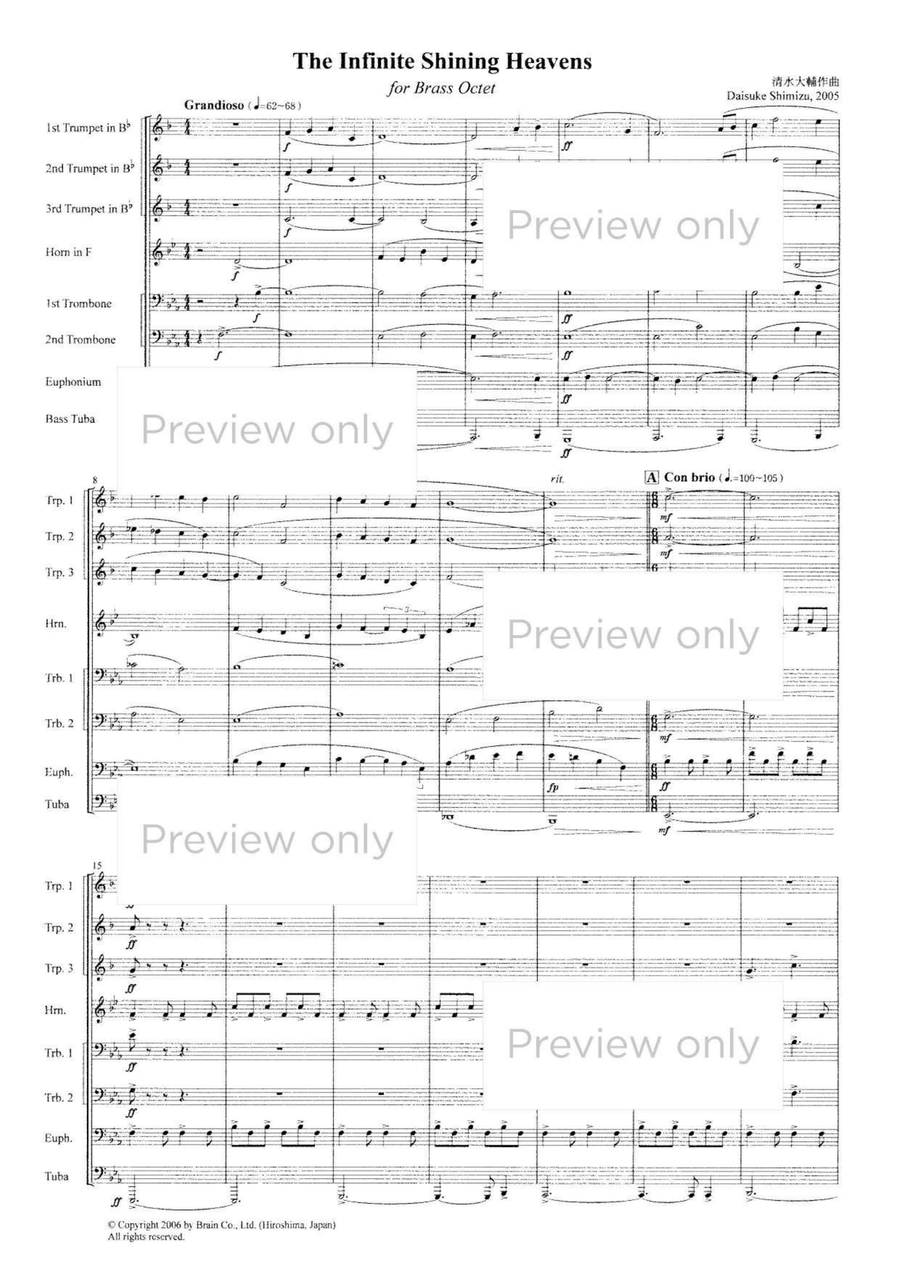 The Infinite Shining Heavens - Brass Octet Euphonium scores gallery preview page 2