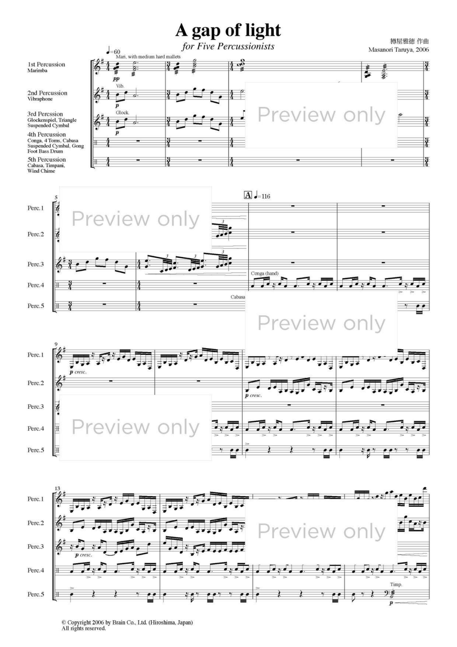 A Gap of Light - Percussion Quintet Glockenspiel scores gallery preview page 2