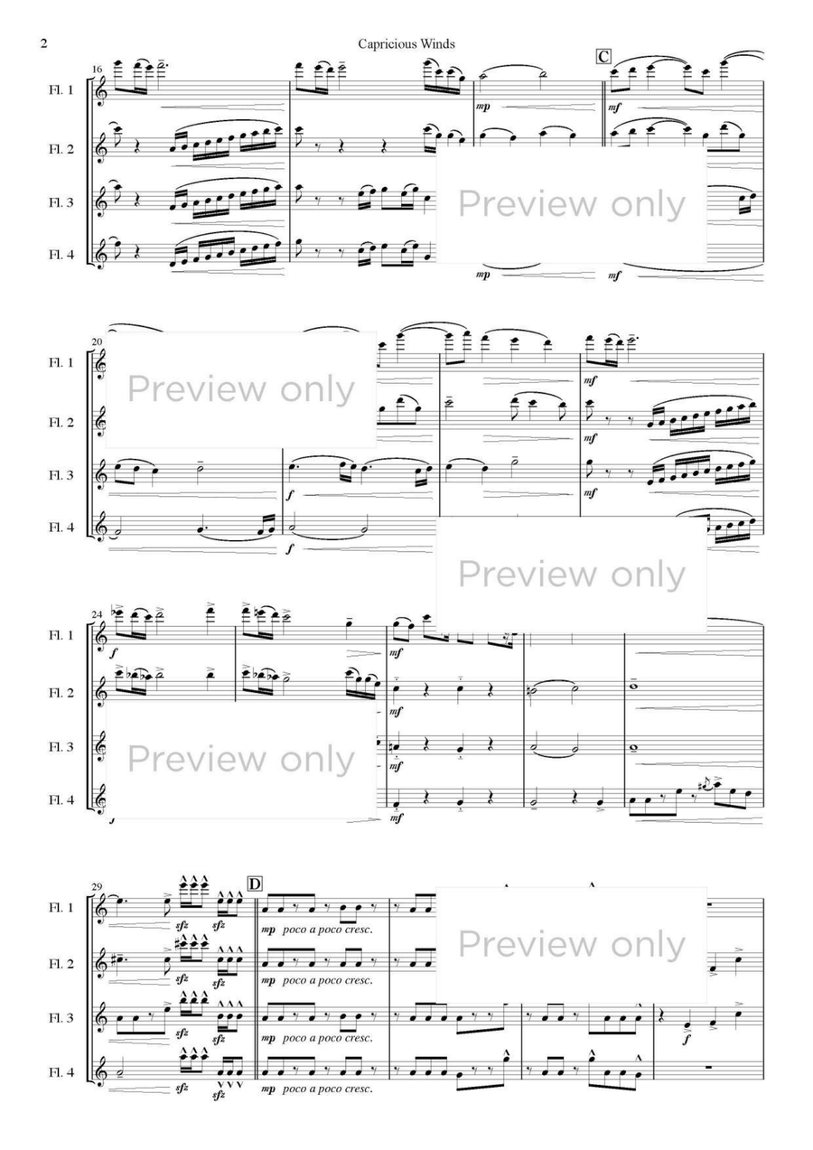 Capricious Winds - Flute Quartet Flute Quartet scores gallery preview page 3