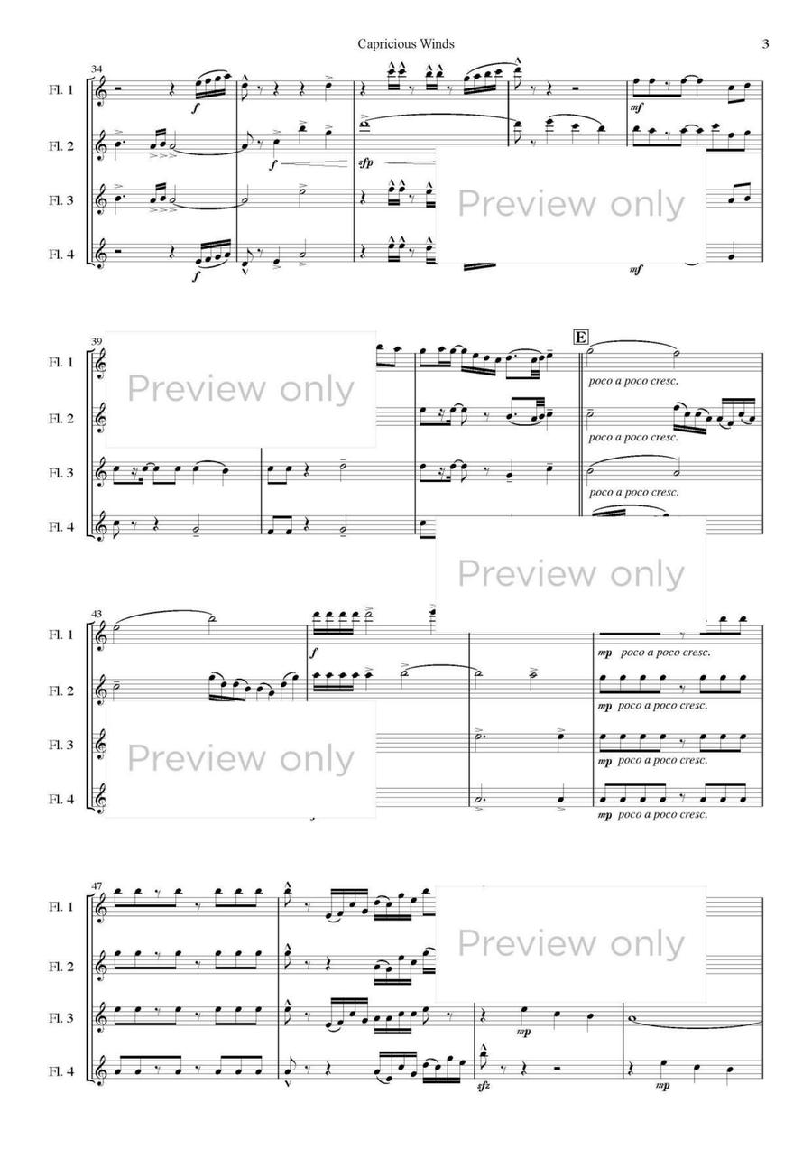 Capricious Winds - Flute Quartet Flute Quartet scores gallery preview page 4