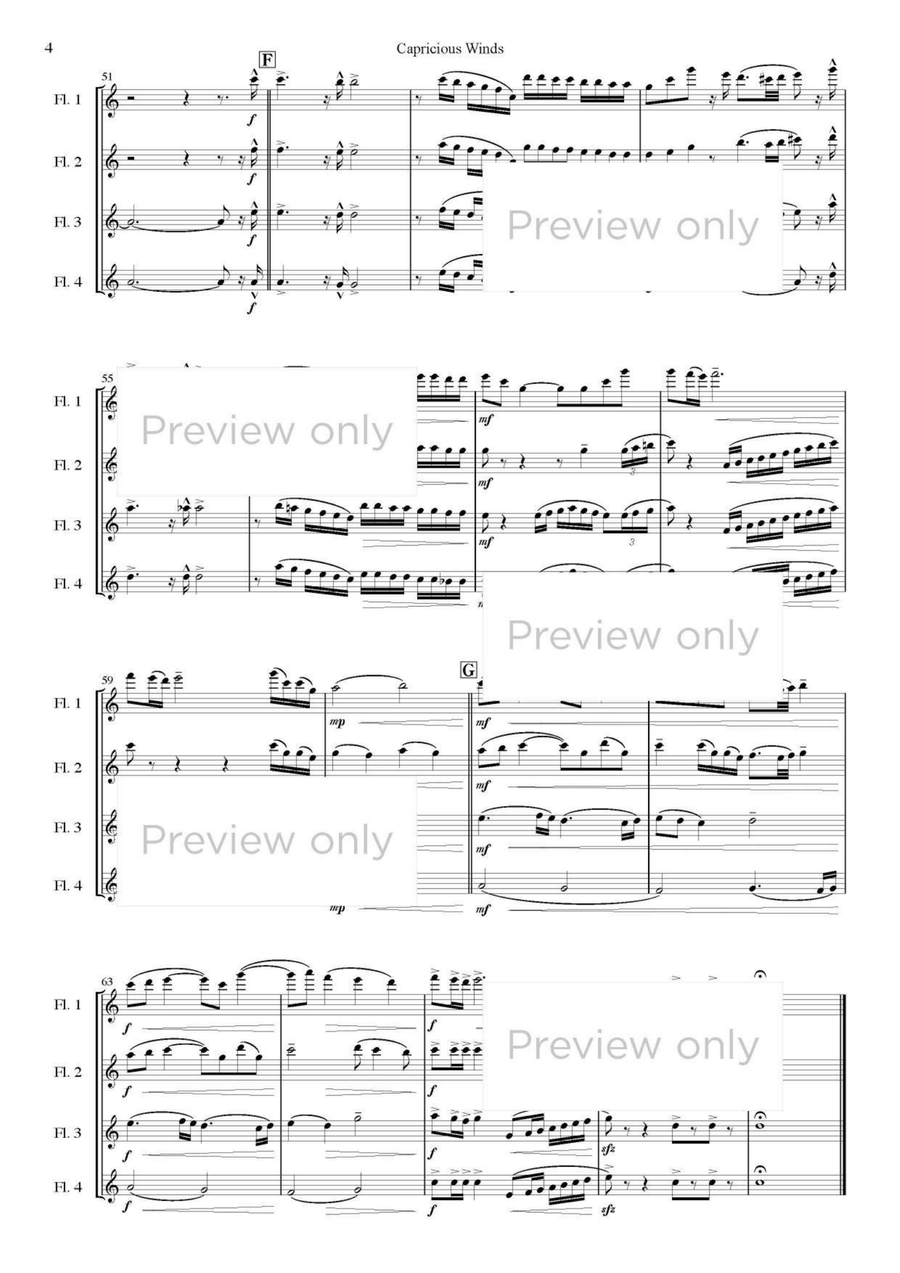 Capricious Winds - Flute Quartet Flute Quartet scores gallery preview page 5
