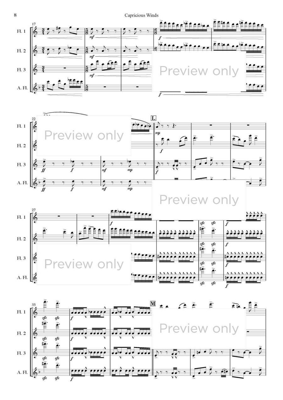 Capricious Winds - Flute Quartet Flute Quartet scores gallery preview page 9