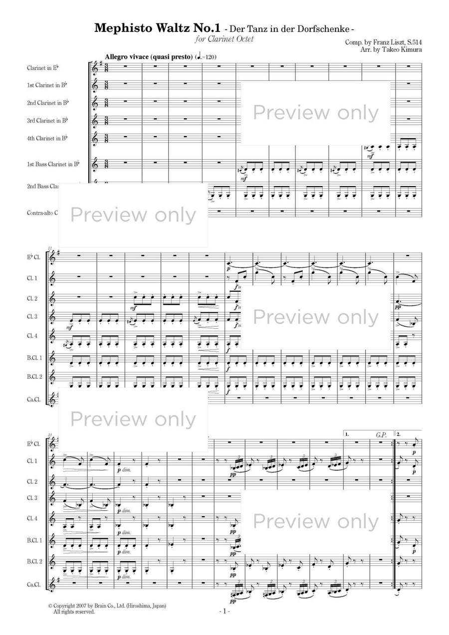 Mephisto Waltz No.1 - Clarinet Octet Clarinet Quartet scores gallery preview page 2