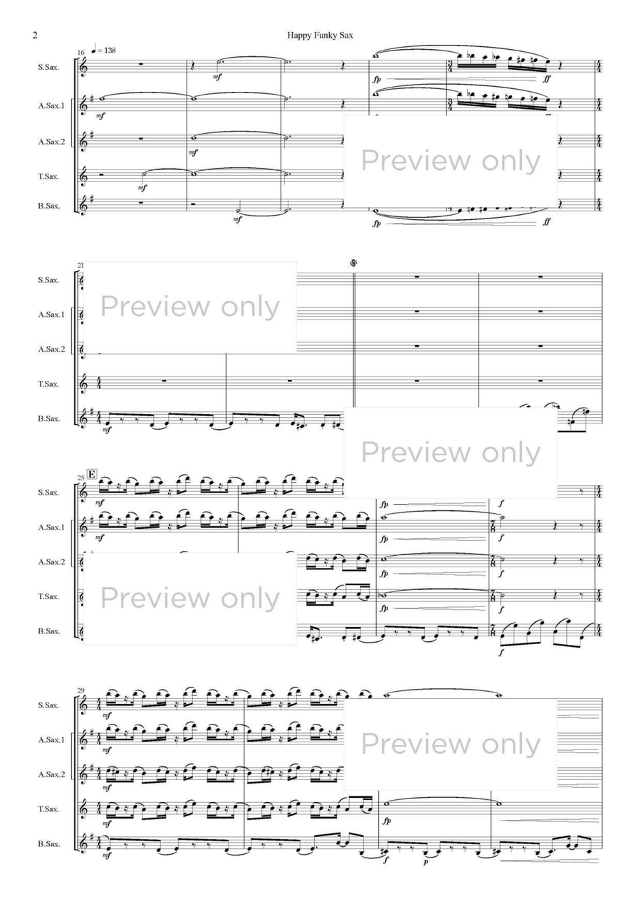 Happy Funky Sax - Saxophone Quintet Saxophone Quintet scores gallery preview page 3