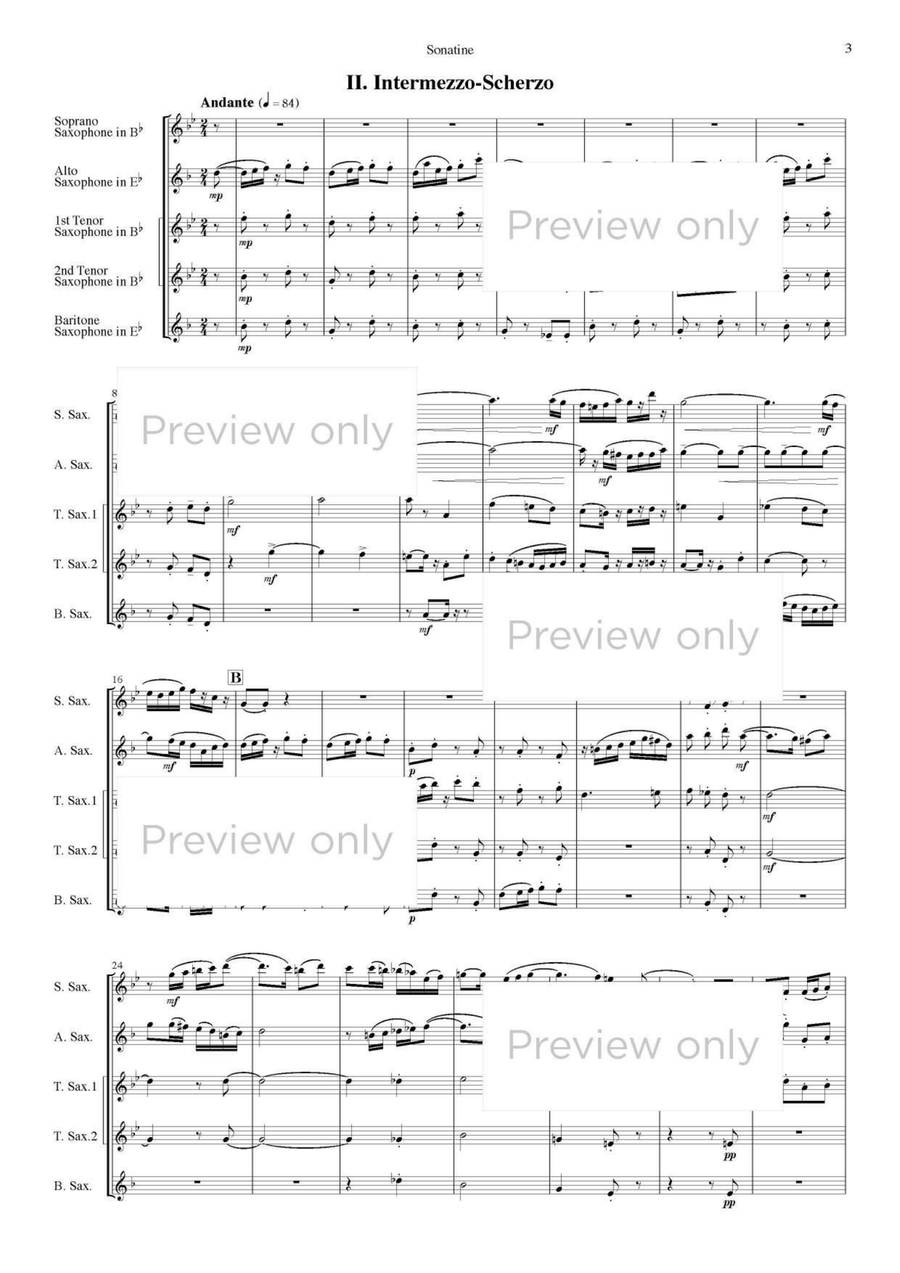 Sonatine - Saxophone Quintet Saxophone Quintet scores gallery preview page 4