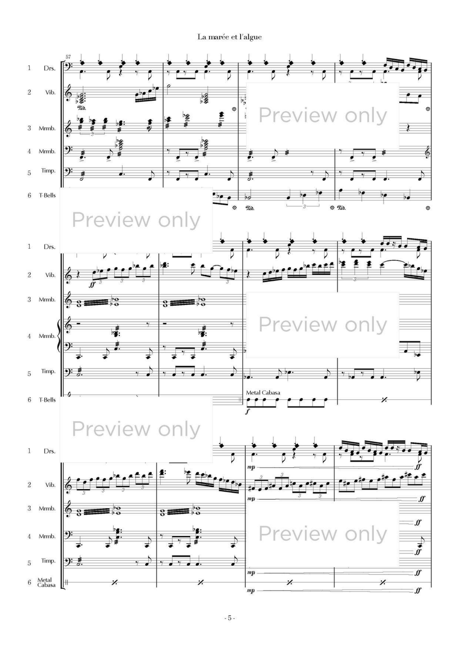 La marée et l'algue - Percussion Sextet Chamber Music scores gallery preview page 6