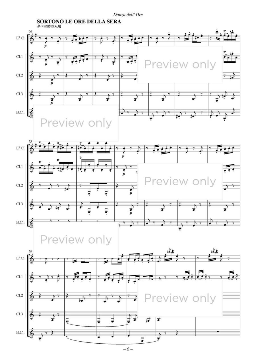 Danza dell' Ore from La Gioconda - Clarinet Quintet Clarinet Quintet scores gallery preview page 7