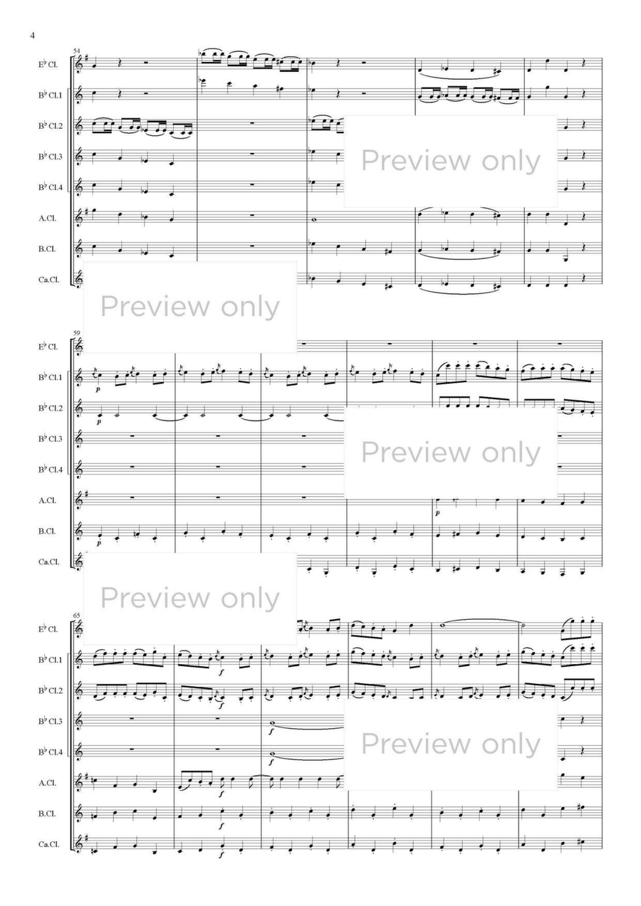 Symphony No. 25 in G minor K.183: I. Allegro con brio - Clarinet Octet Clarinet Quartet scores gallery preview page 5
