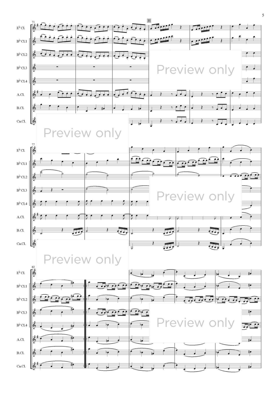 Symphony No. 25 in G minor K.183: I. Allegro con brio - Clarinet Octet Clarinet Quartet scores gallery preview page 6