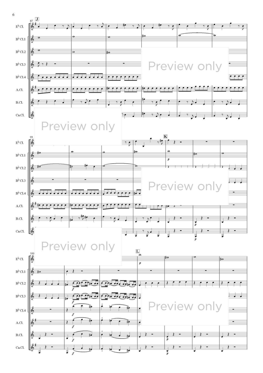 Symphony No. 25 in G minor K.183: I. Allegro con brio - Clarinet Octet Clarinet Quartet scores gallery preview page 7