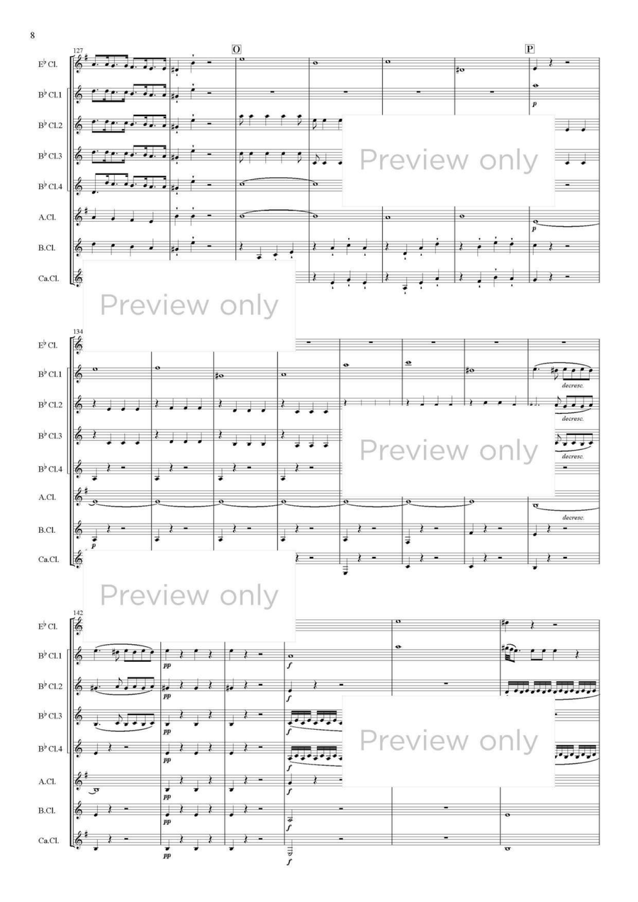 Symphony No. 25 in G minor K.183: I. Allegro con brio - Clarinet Octet Clarinet Quartet scores gallery preview page 9