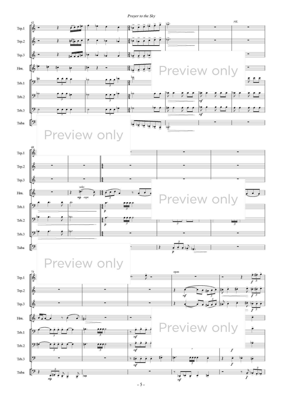 Prayer to the Sky - Brass Octet Horn scores gallery preview page 6