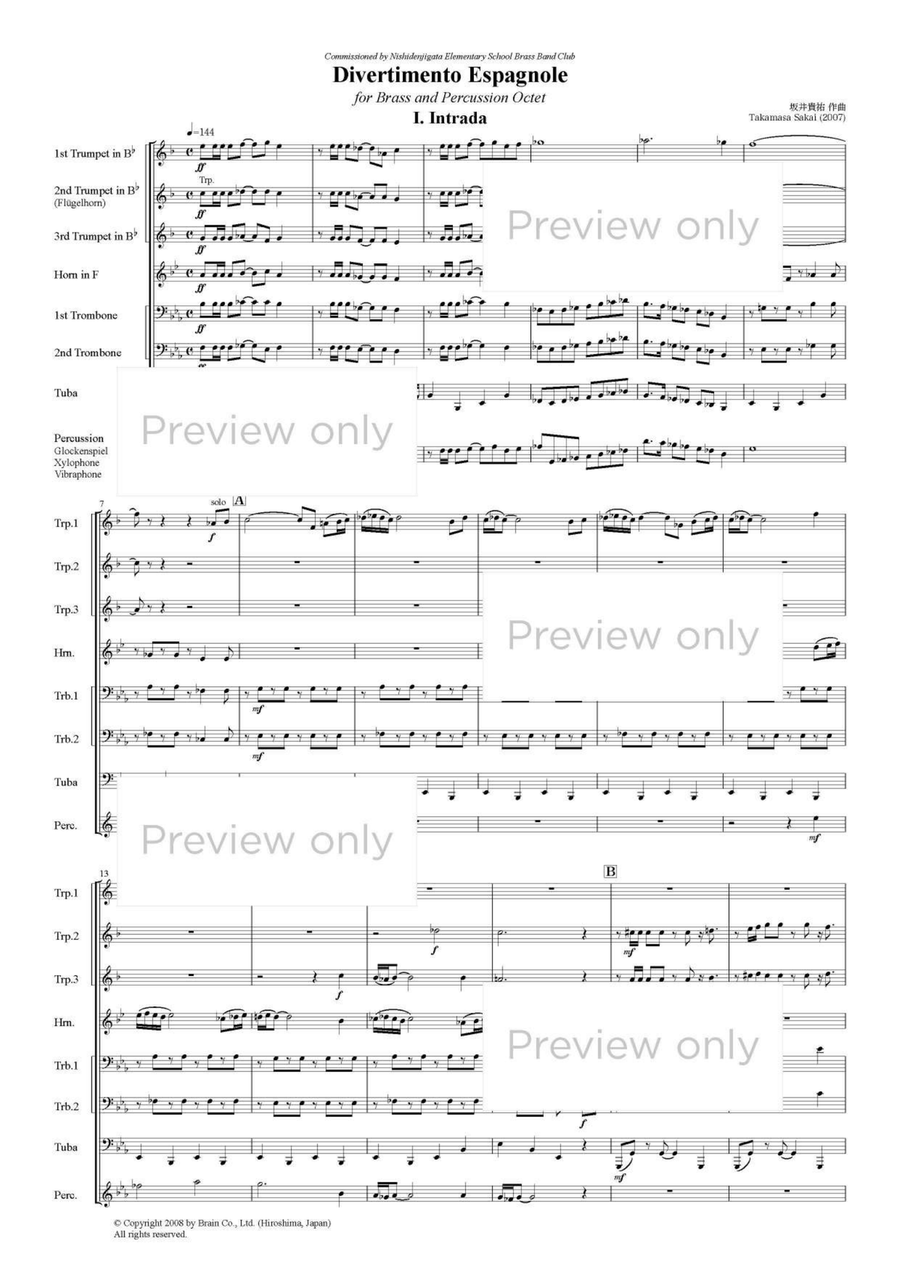 Divertimento Espagnol - Brass & Percussion Octet Chamber Music scores gallery preview page 2