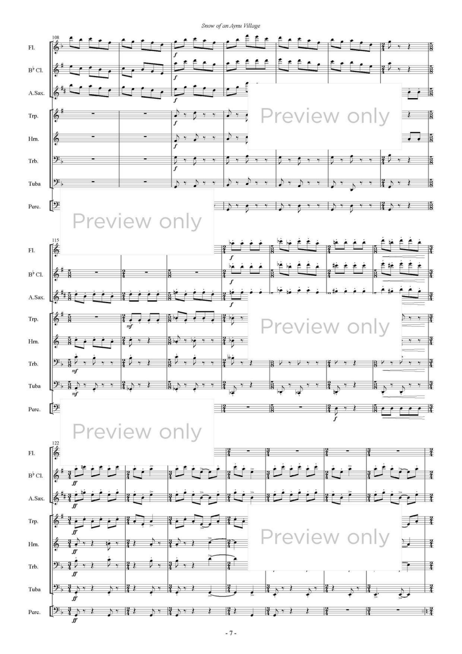 Snow of an Aynu Village - Wind & Percussion Octet Chamber Music scores gallery preview page 8