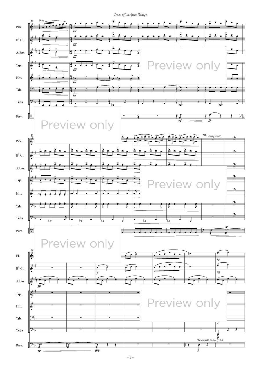 Snow of an Aynu Village - Wind & Percussion Octet Chamber Music scores gallery preview page 9