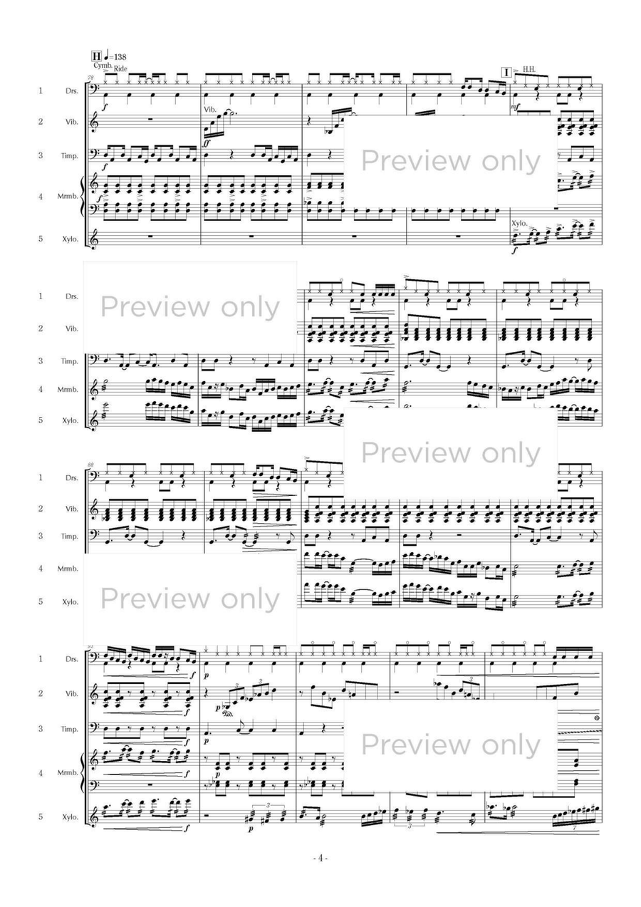 Sonorité et Mouvement - Percussion Quintet Drum Set scores gallery preview page 5