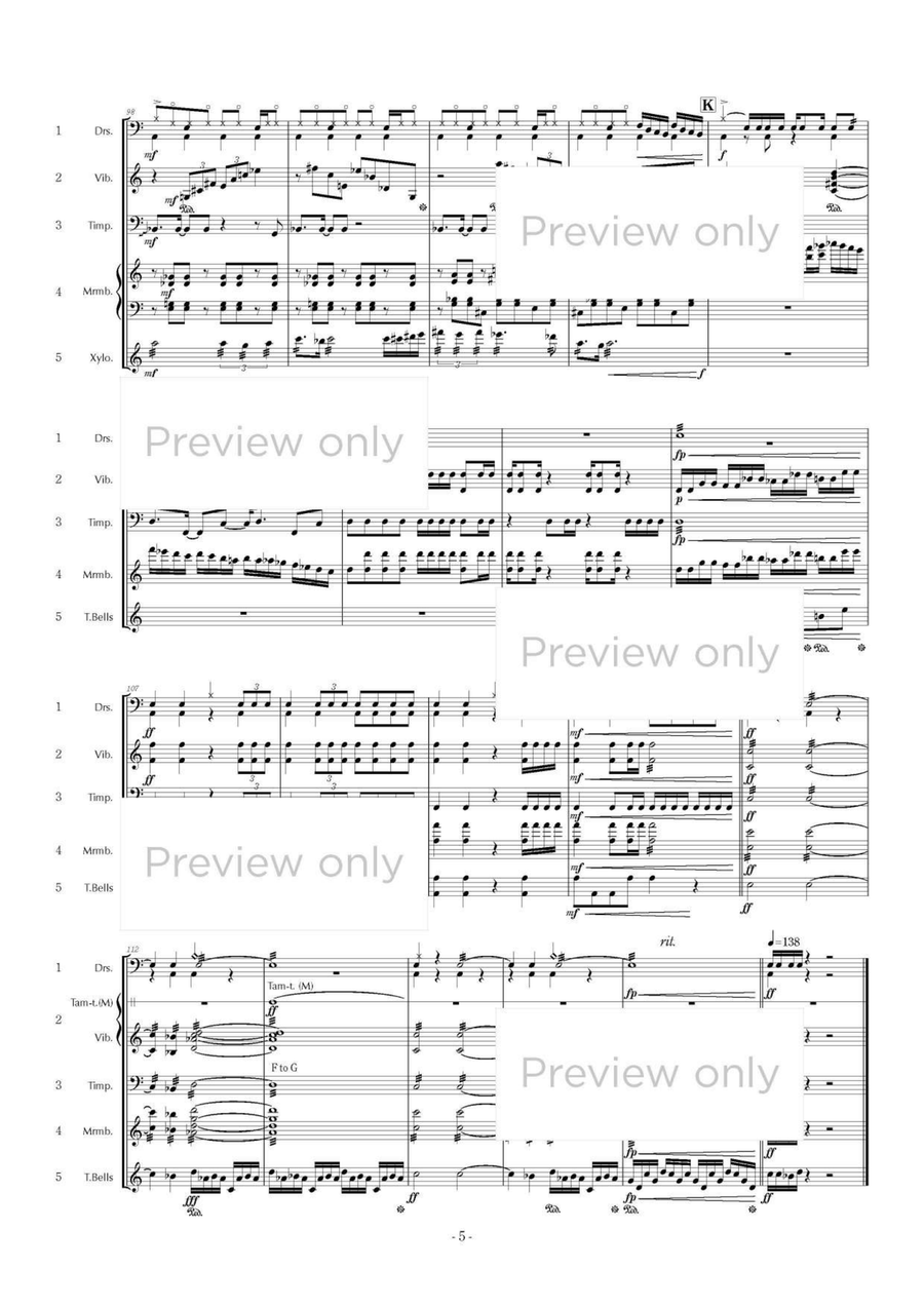 Sonorité et Mouvement - Percussion Quintet Drum Set scores gallery preview page 6