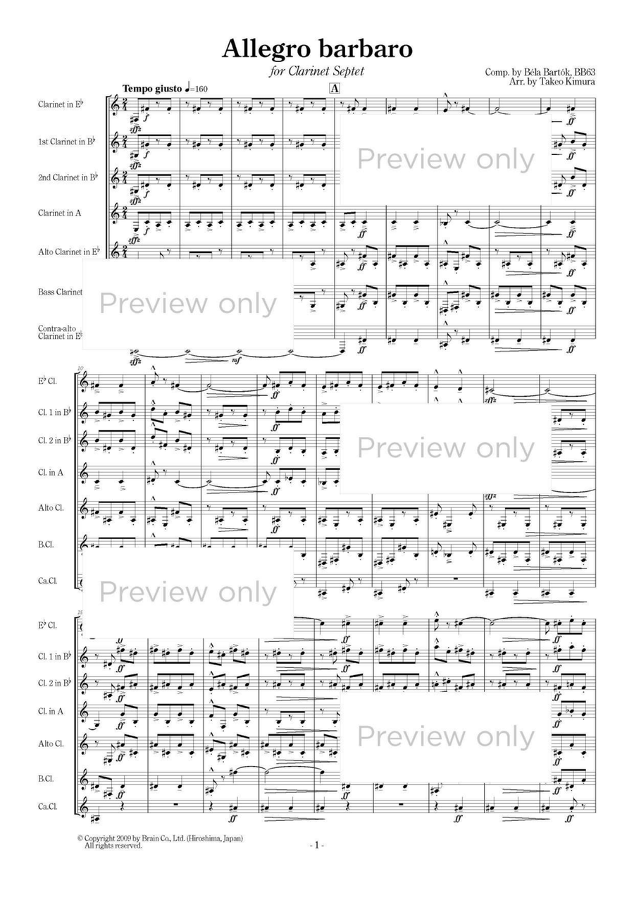 Allegro barbaro - Clarinet Septet Chamber Music scores gallery preview page 2