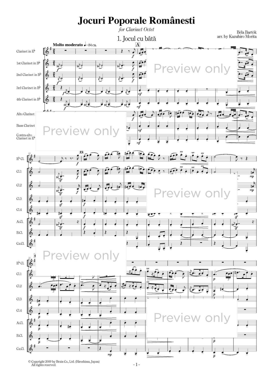 Romanian Folk Dances - Clarinet Octet Clarinet Quartet scores gallery preview page 2