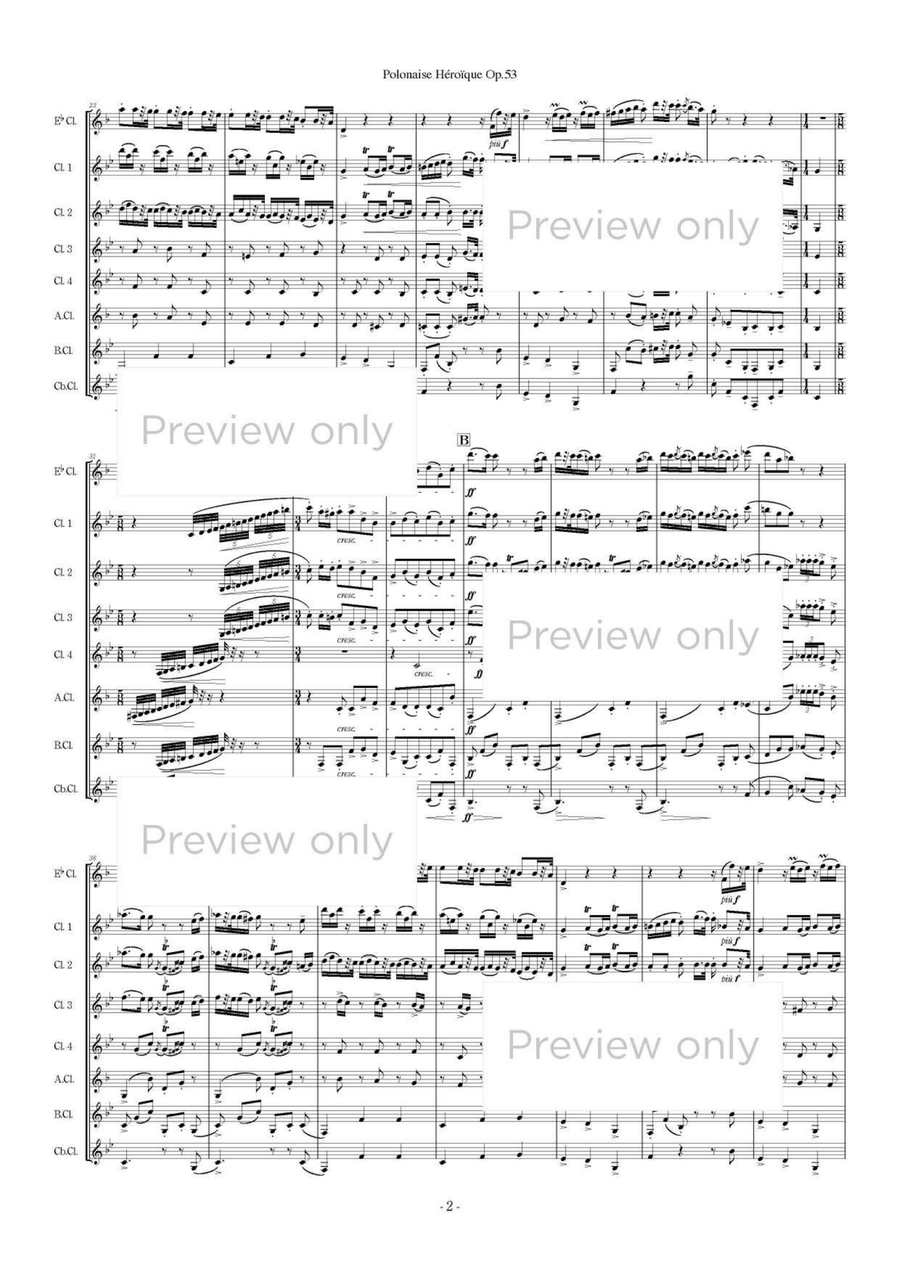 Polonaise Heroique Op. 53 - Clarinet Octet Clarinet Quartet scores gallery preview page 3