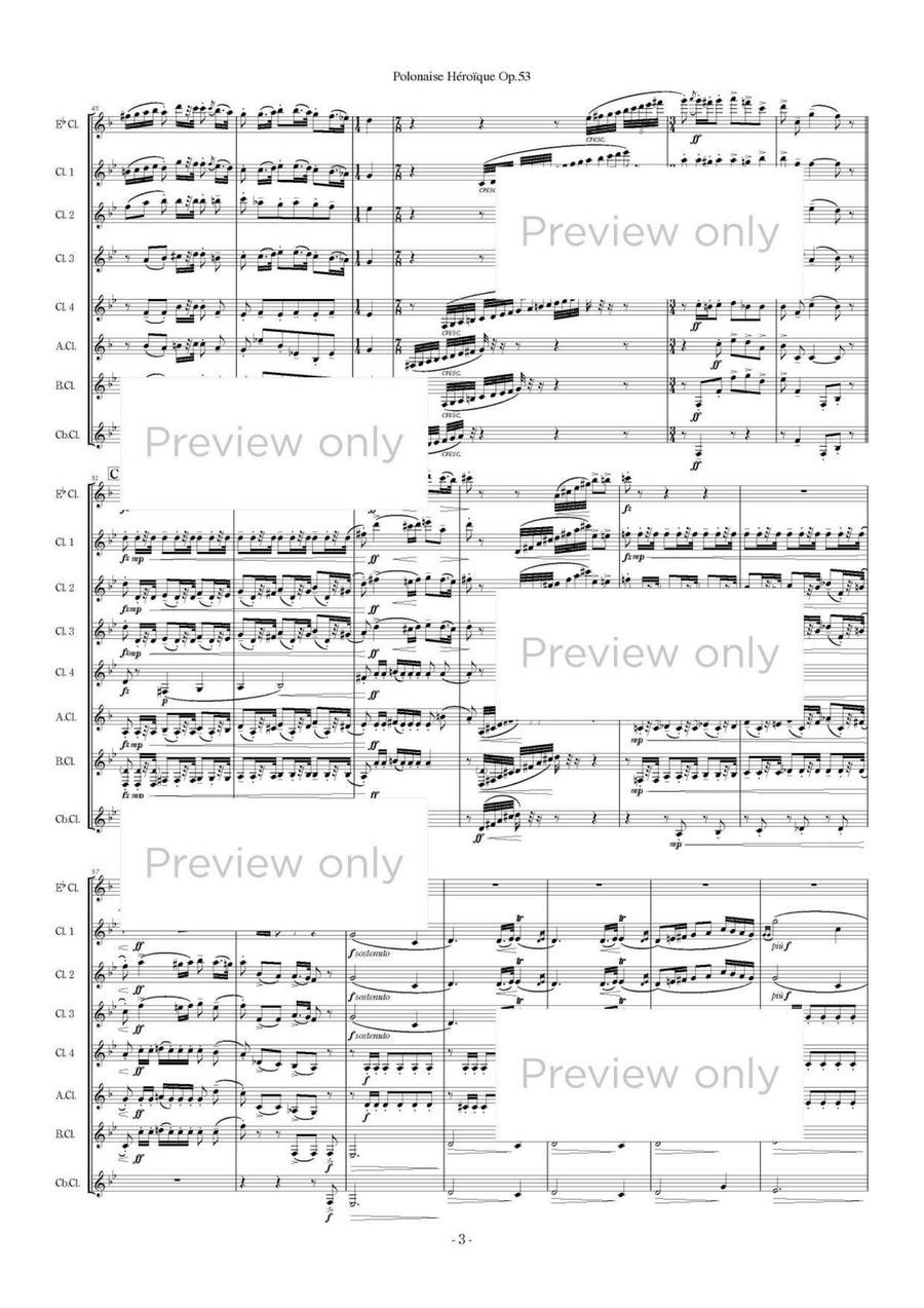 Polonaise Heroique Op. 53 - Clarinet Octet Clarinet Quartet scores gallery preview page 4