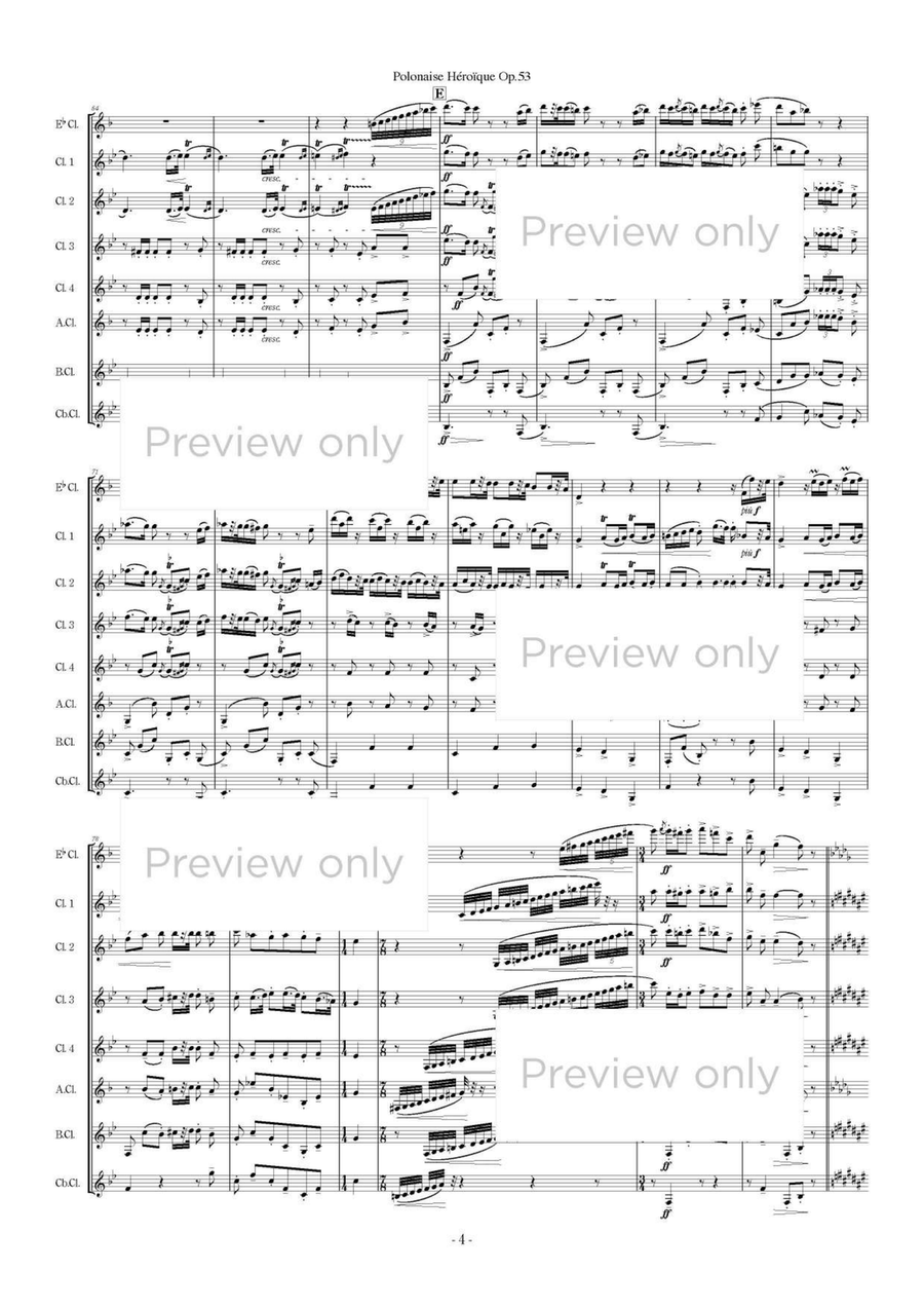 Polonaise Heroique Op. 53 - Clarinet Octet Clarinet Quartet scores gallery preview page 5