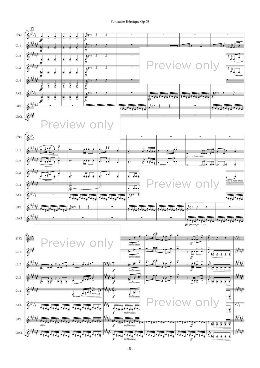 Polonaise Heroique Op. 53 - Clarinet Octet Clarinet Quartet scores gallery preview page 6