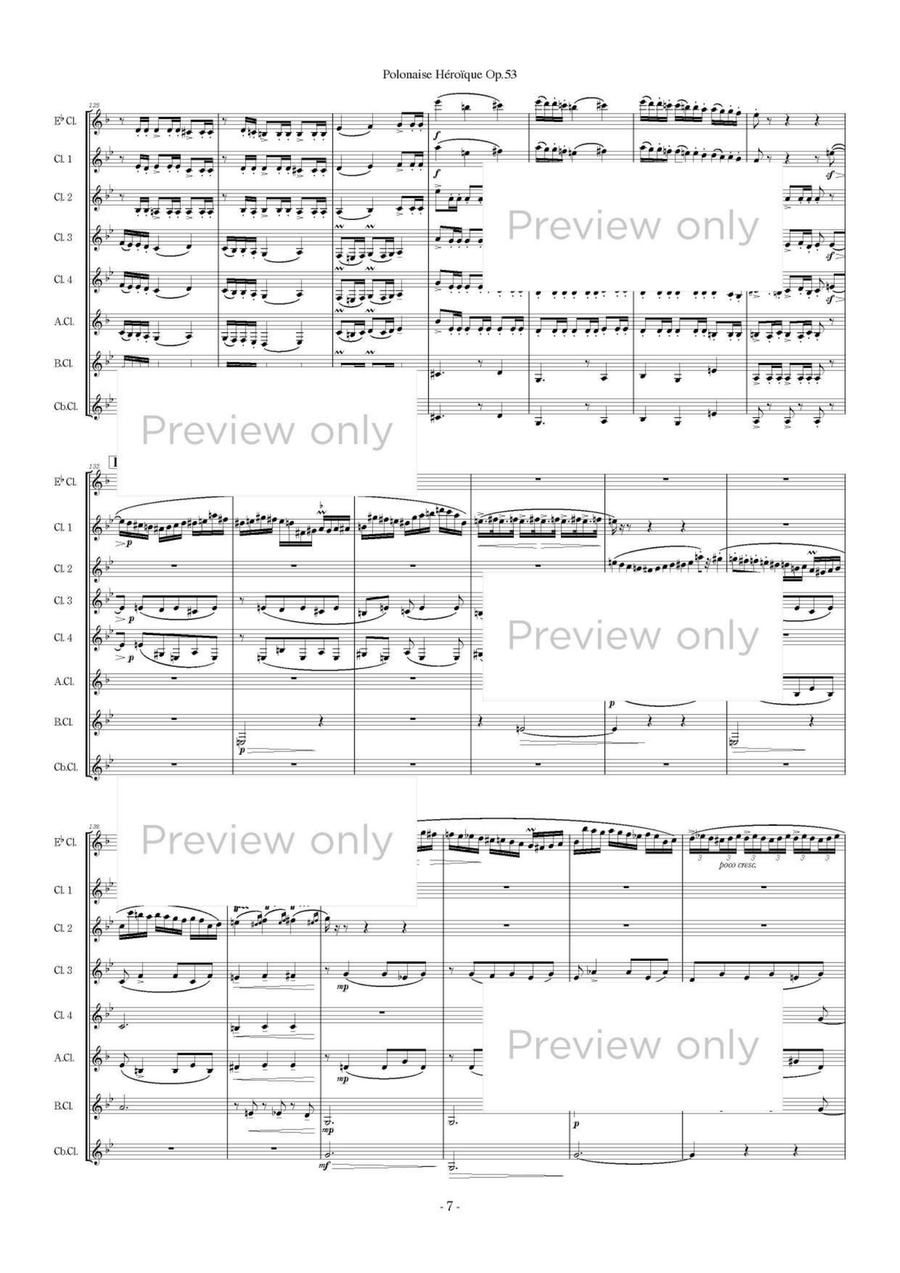 Polonaise Heroique Op. 53 - Clarinet Octet Clarinet Quartet scores gallery preview page 8